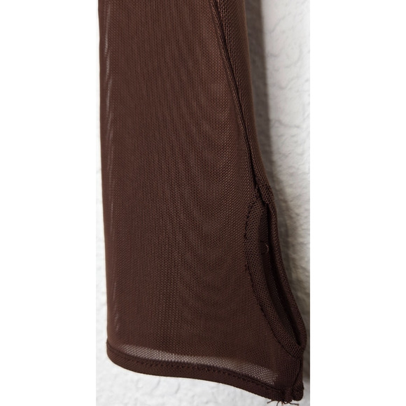 Zara Corset Top Womens Medium Brown Mesh Sheer Cropped Ruched Off Shoulder Y2K - Picture 6 of 12
